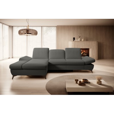 Ecksofa FELICE – Geflochtener Stoff – Farbe: Grau