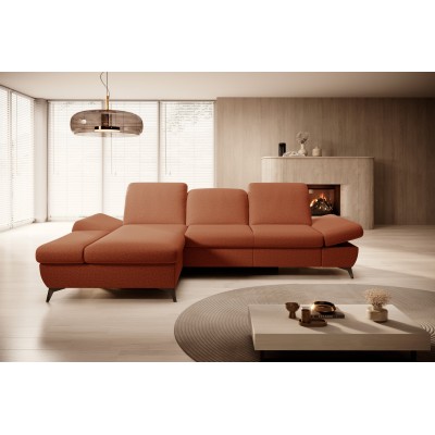 Ecksofa FELICE – Geflochtener Stoff – Farbe: Orange