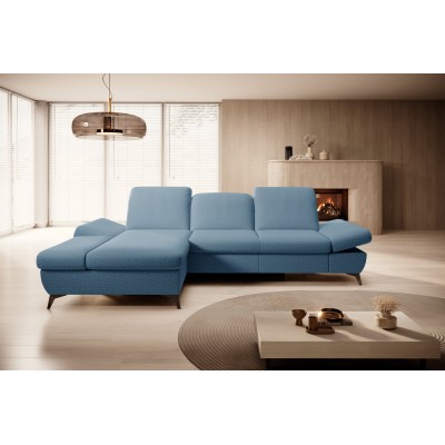 Ecksofa FELICE – Geflochtener Stoff – Farbe: Blau