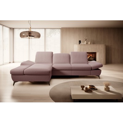Ecksofa FELICE – Geflochtener Stoff – Farbe: Rosa