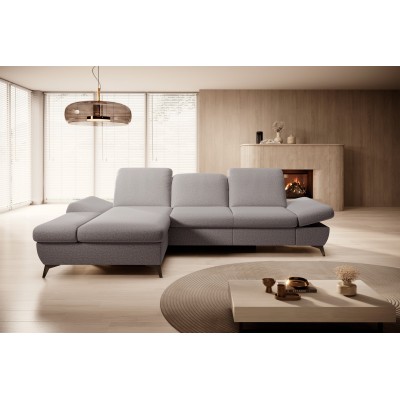Ecksofa FELICE – Geflochtener Stoff – Farbe: Grau