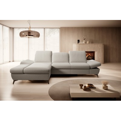 Ecksofa FELICE – Geflochtener Stoff – Farbe: Beige