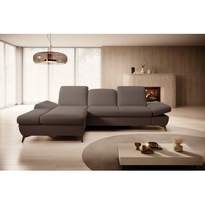 Ecksofa FELICE – Geflochtener Stoff – Farbe: Braun