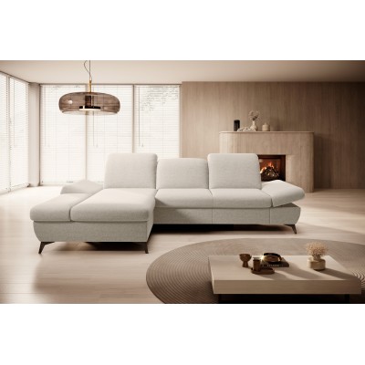 Ecksofa FELICE – Geflochtener Stoff – Farbe: Creme