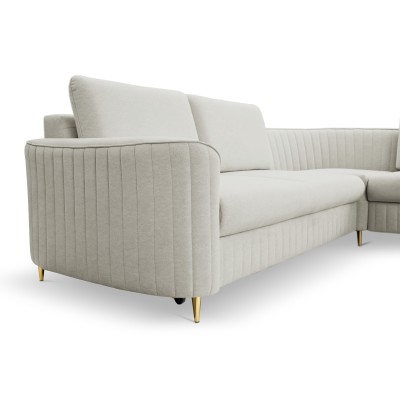 Ecksofa VELA – Velours-Stoff – Farbe: Hellgrau