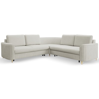 Ecksofa VELA – Velours-Stoff – Farbe: Hellgrau