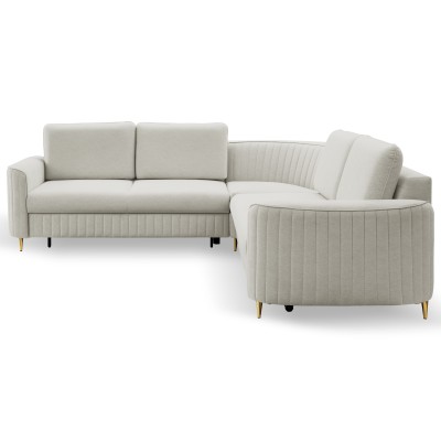 Ecksofa VELA – Velours-Stoff – Farbe: Hellgrau