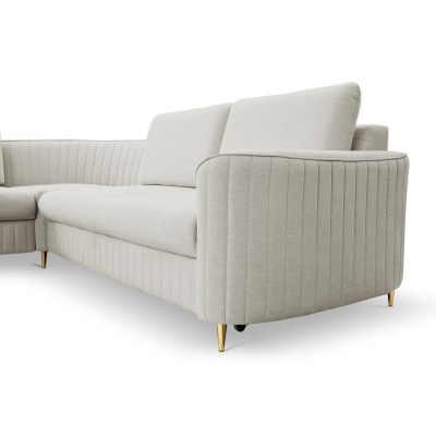 Ecksofa VELA – Velours-Stoff – Farbe: Hellgrau