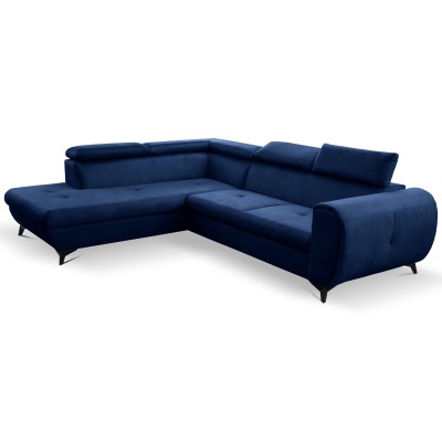 Ecksofa MAGIA – Plüsch-Stoff – Farbe: Dunkelblau