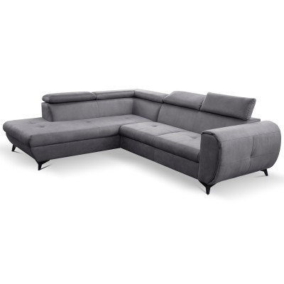 Ecksofa MAGIA – Plüsch-Stoff – Farbe: Grau