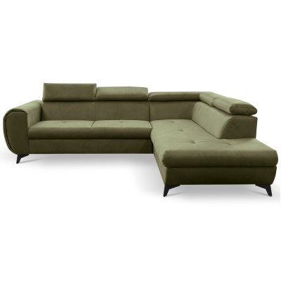 Ecksofa MAGIA – Plüsch-Stoff – Farbe: Grün