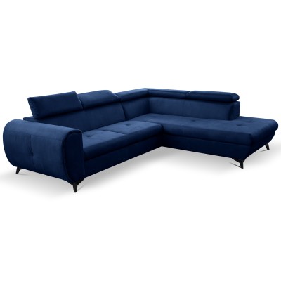 Ecksofa MAGIA – Plüsch-Stoff – Farbe: Dunkelblau