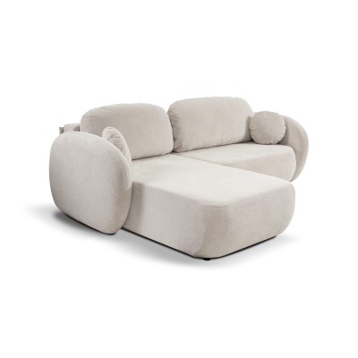 Ecksofa AMICO – Geflochtener Stoff – Farbe: Creme