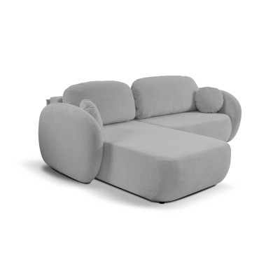 Ecksofa AMICO – Geflochtener Stoff – Farbe: Hellgrau