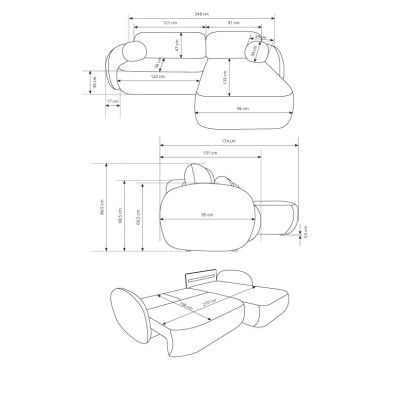 Ecksofa AMICO – Geflochtener Stoff – Farbe: Hellgrau