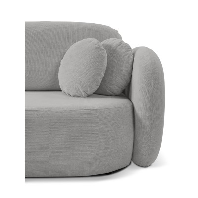 Ecksofa AMICO – Geflochtener Stoff – Farbe: Hellgrau