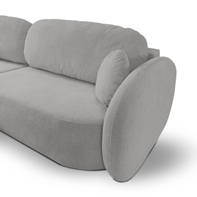 Ecksofa AMICO – Geflochtener Stoff – Farbe: Hellgrau