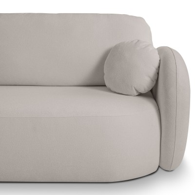 Ecksofa AMICO – Geflochtener Stoff – Farbe: Hellgrau