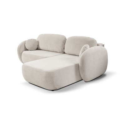 Ecksofa AMICO – Geflochtener Stoff – Farbe: Creme