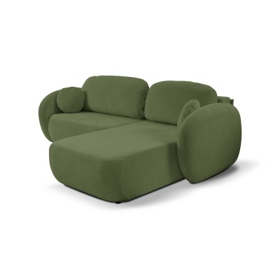Ecksofa AMICO – Geflochtener Stoff – Farbe: Olivgrün