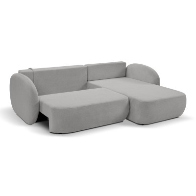 Ecksofa AMICO – Geflochtener Stoff – Farbe: Hellgrau