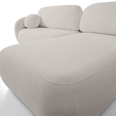 Ecksofa AMICO – Geflochtener Stoff – Farbe: Hellgrau