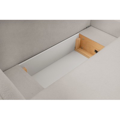 Ecksofa AMICO – Geflochtener Stoff – Farbe: Hellgrau