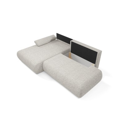 Ecksofa DELTA – Geflochtener Stoff – Farbe: Hellgrau