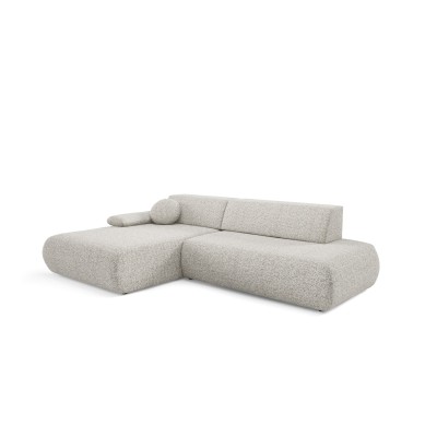 Ecksofa DELTA – Geflochtener Stoff – Farbe: Hellgrau