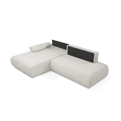 Ecksofa DELTA – Geflochtener Stoff – Farbe: Hellgrau