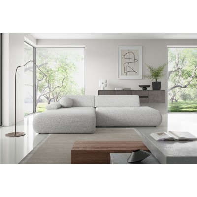 Ecksofa DELTA – Geflochtener Stoff – Farbe: Hellgrau