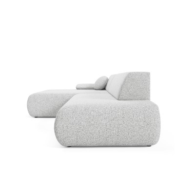 Ecksofa DELTA – Geflochtener Stoff – Farbe: Hellgrau