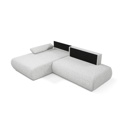 Ecksofa DELTA – Geflochtener Stoff – Farbe: Hellgrau