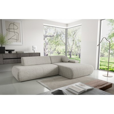 Ecksofa DELTA – Geflochtener Stoff – Farbe: Hellgrau