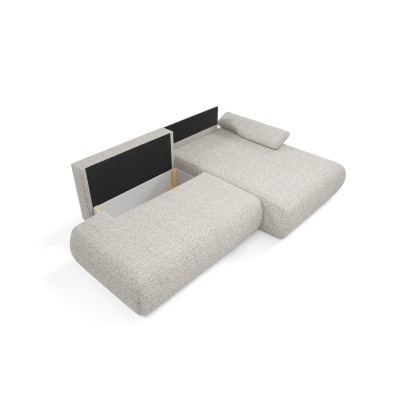 Ecksofa DELTA – Geflochtener Stoff – Farbe: Hellgrau