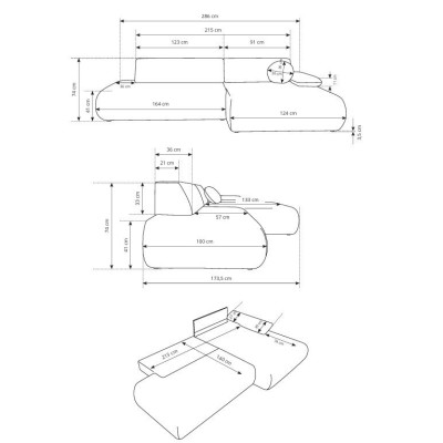 Ecksofa DELTA – Geflochtener Stoff – Farbe: Hellgrau