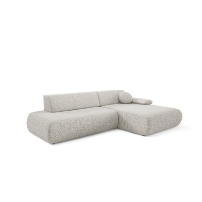 Ecksofa DELTA – Geflochtener Stoff – Farbe: Hellgrau