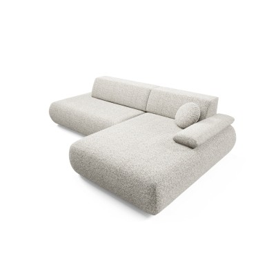 Ecksofa DELTA – Geflochtener Stoff – Farbe: Hellgrau