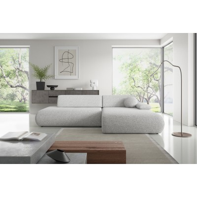 Ecksofa DELTA – Geflochtener Stoff – Farbe: Hellgrau