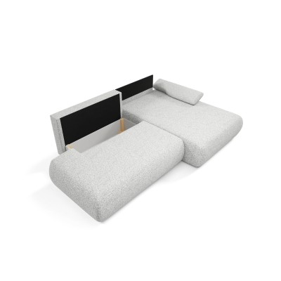 Ecksofa DELTA – Geflochtener Stoff – Farbe: Hellgrau