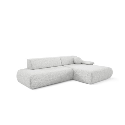 Ecksofa DELTA – Geflochtener Stoff – Farbe: Hellgrau