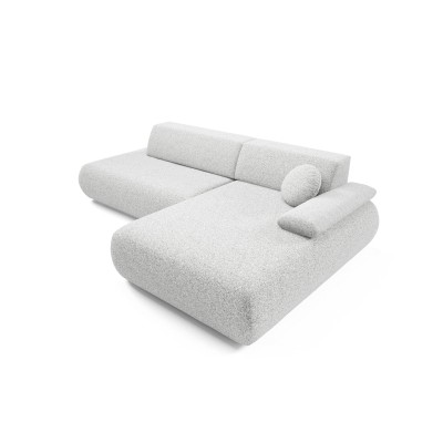 Ecksofa DELTA – Geflochtener Stoff – Farbe: Hellgrau