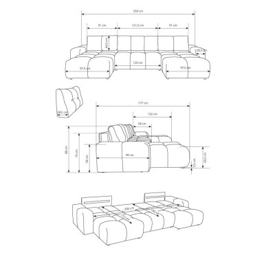Ecksofa DUCA – Jersey – Farbe: Beige