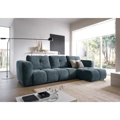 Ecksofa ARTE – Chenille – Farbe: Dunkelblau