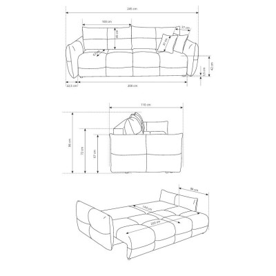 Sofa MODA – Chenille-Stoff – Farbe: Beige