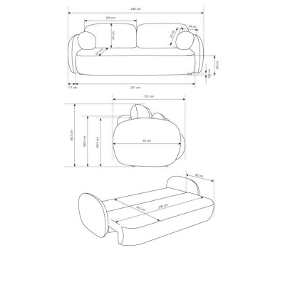 Sofa AMICO – Bucle-Stoff – Farbe: Graphitfarben