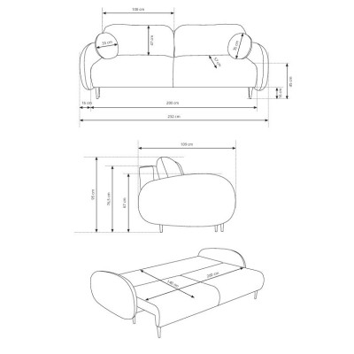 Sofa AGIO – Plüsch-Stoff – Farbe: Beige