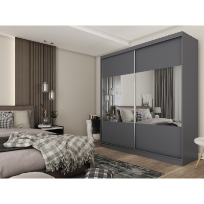 Schiebetürenschrank AZZURRA 200/216/61cm 2-türig mit Spiegel Grau