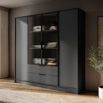 Drehtürenschrank CATERINA 206/200/51cm 4-türig Graphitfarben
