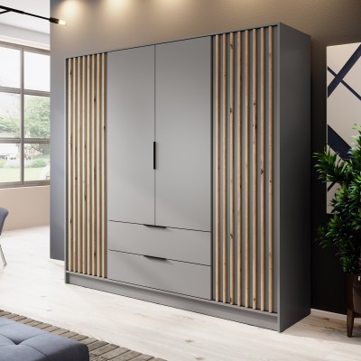 Drehtürenschrank NELIANA 206/200/51cm 4-türig Grau